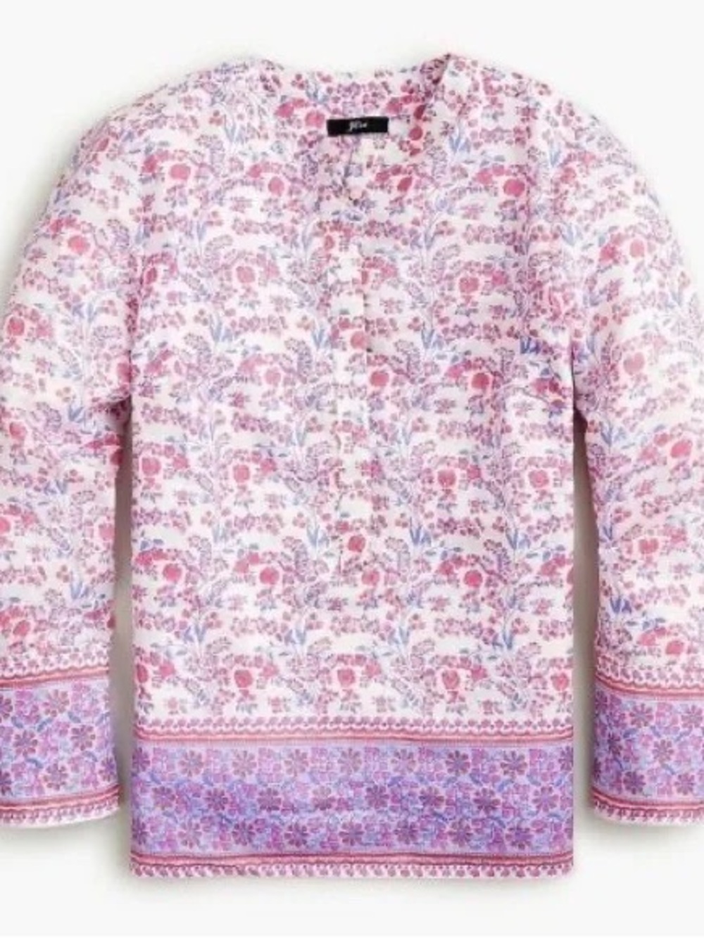 J. Crew iris Floral Split-Neck Blouse - Pink & Blue size medium Cottagecore